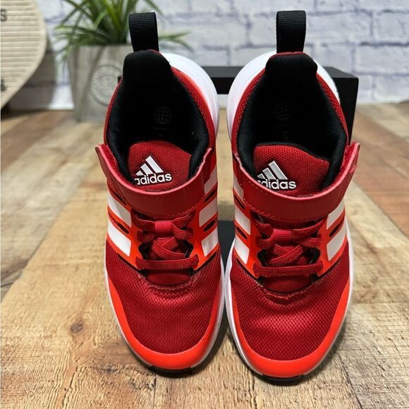 Kid's Unisex adidas Fortarun 2.0 Cloudfoam Elastic Lace-Up Shoes Red HP5445 - Picture 4 of 12